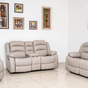 6 seater white leather recliner seats